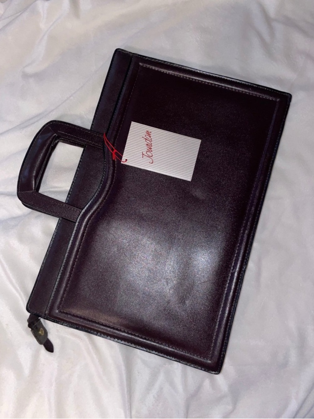 Vintage Sleek Black Leather Briefcase Portfolio for Men